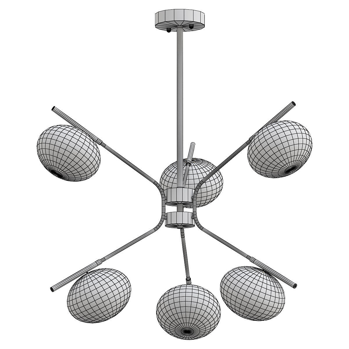 levity six light chandelier with globes 3D model_1
