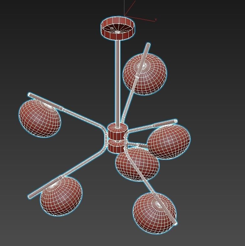 levity six light chandelier with globes 3D model_5