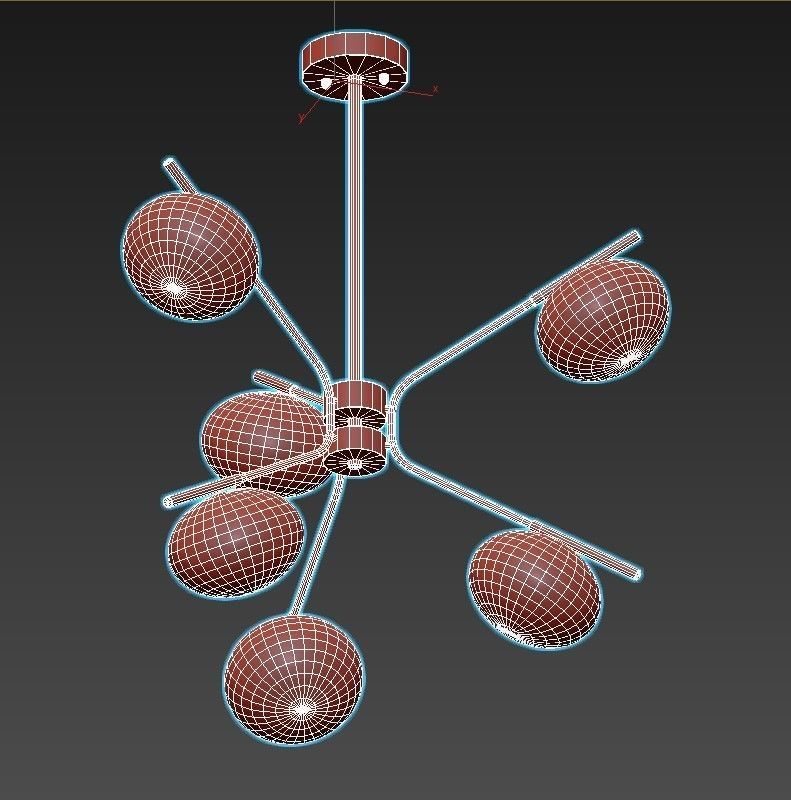 levity six light chandelier with globes 3D model_4