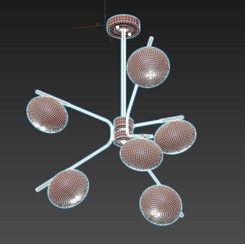 levity six light chandelier with globes 3D model_3