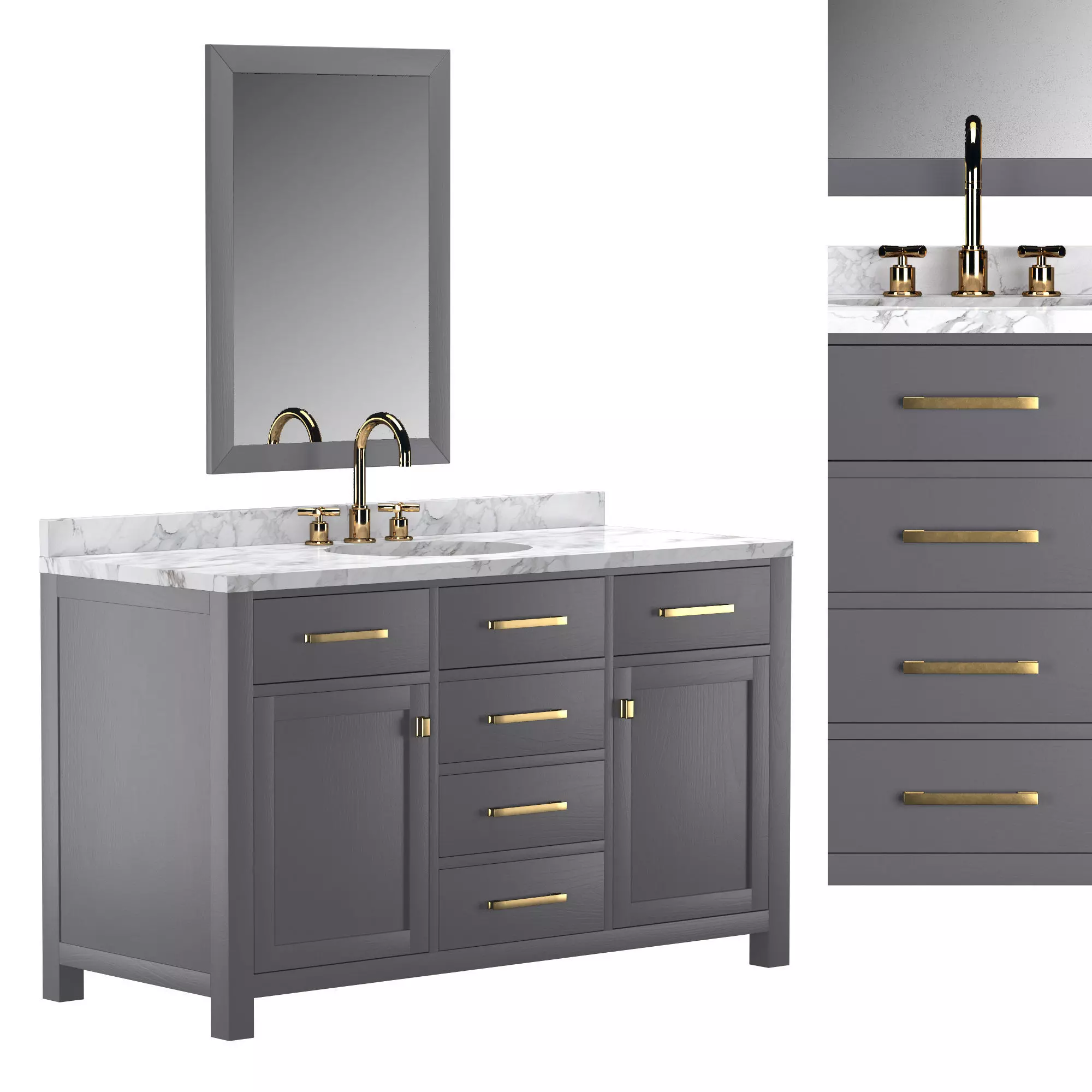 HUTTON SINGLE EXTRA-WIDE VANITY 3D model_0