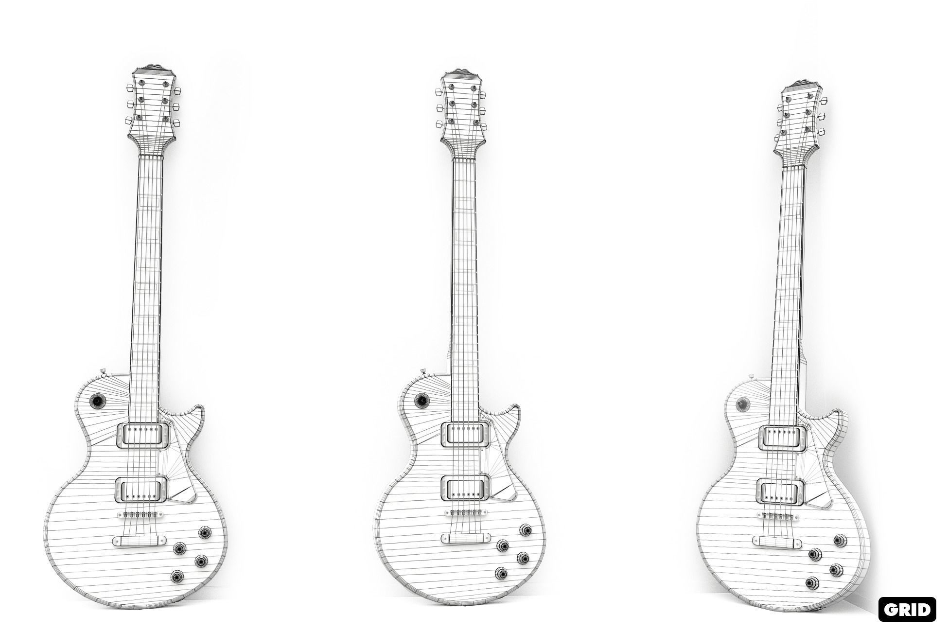 Electric Guitar Part 2 Low-poly 3D model_8