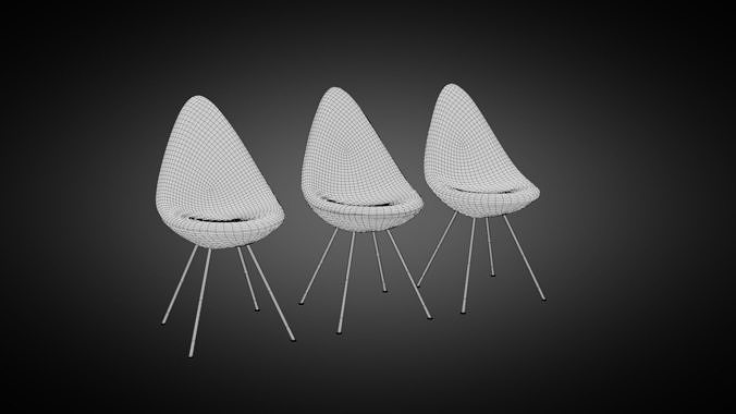 The Drop Chair by Fritz Hansen 3D model 2