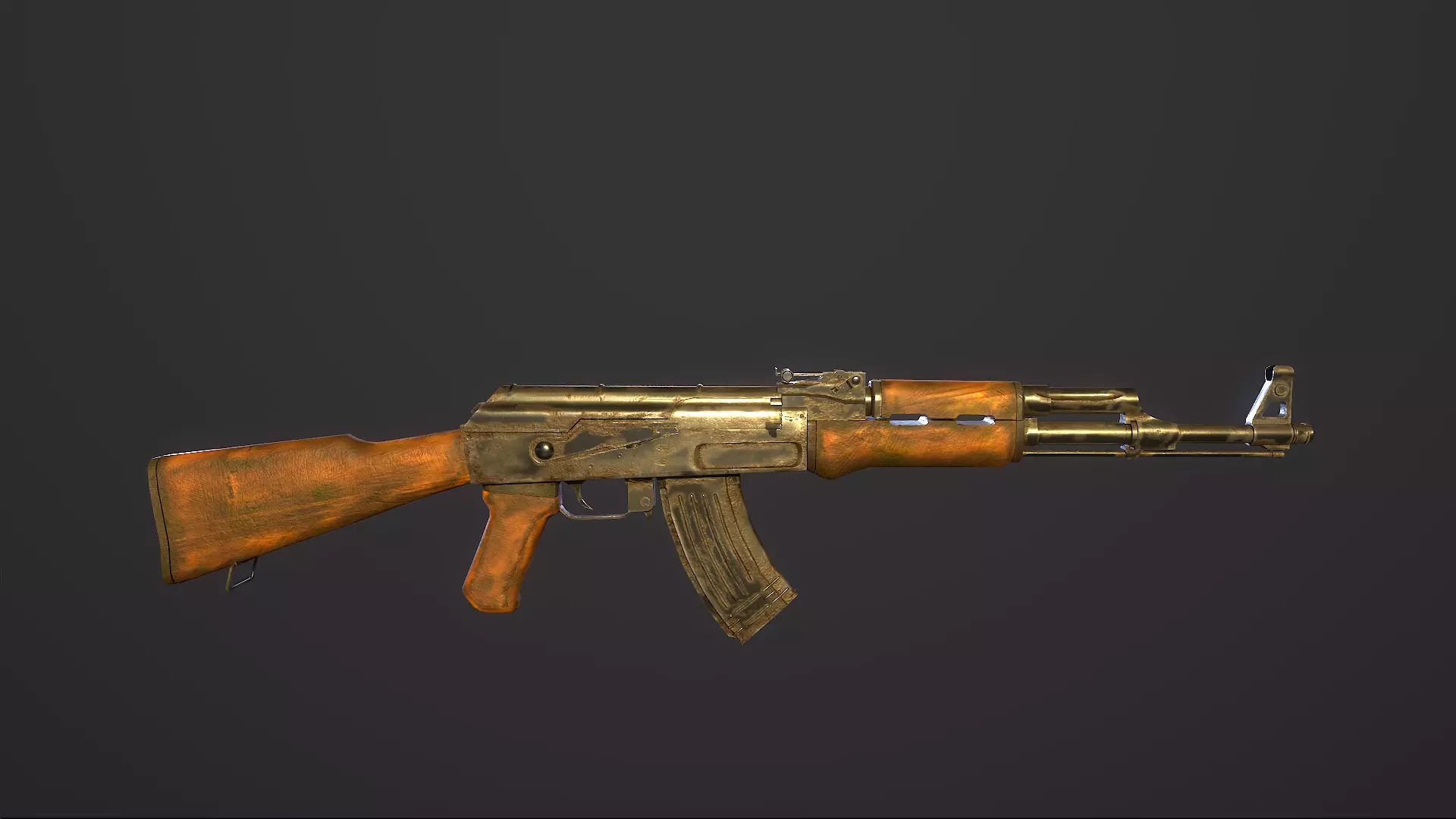 AK-47 old version Low-poly 3D model_0