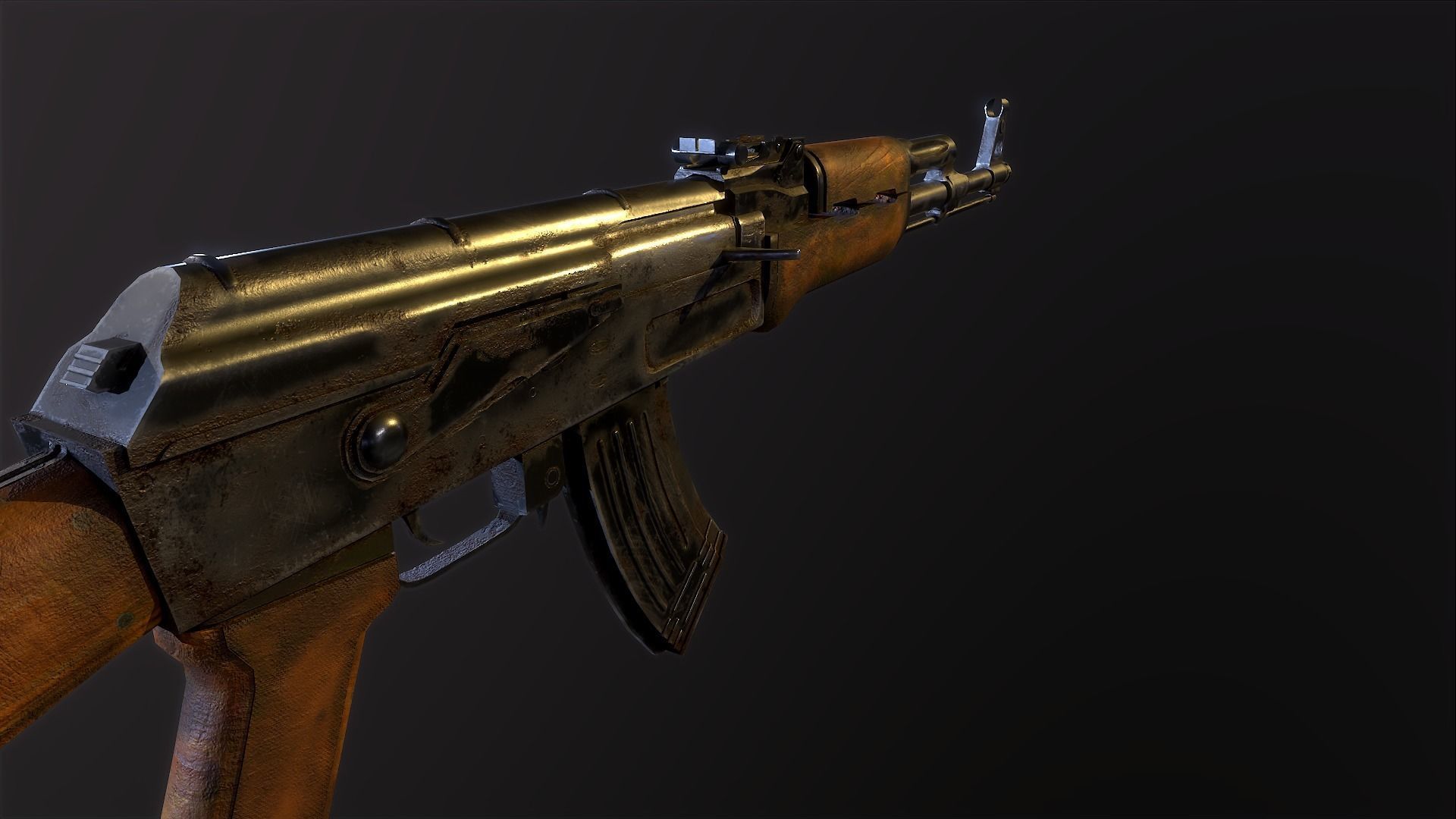 AK-47 old version Low-poly 3D model_1