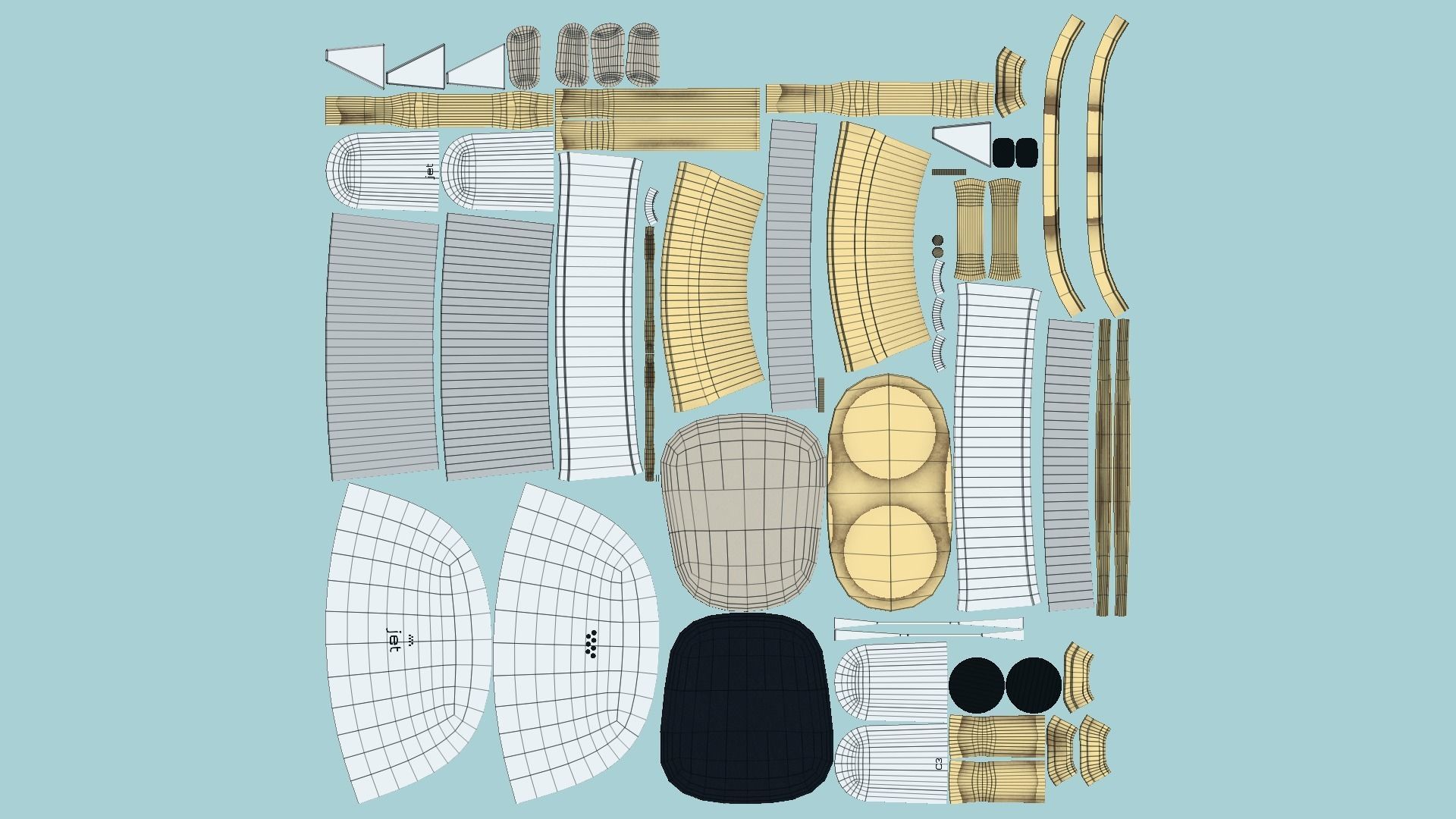 Jetpack C05 White Gold - SciFi Character Design Low-poly 3D model_5