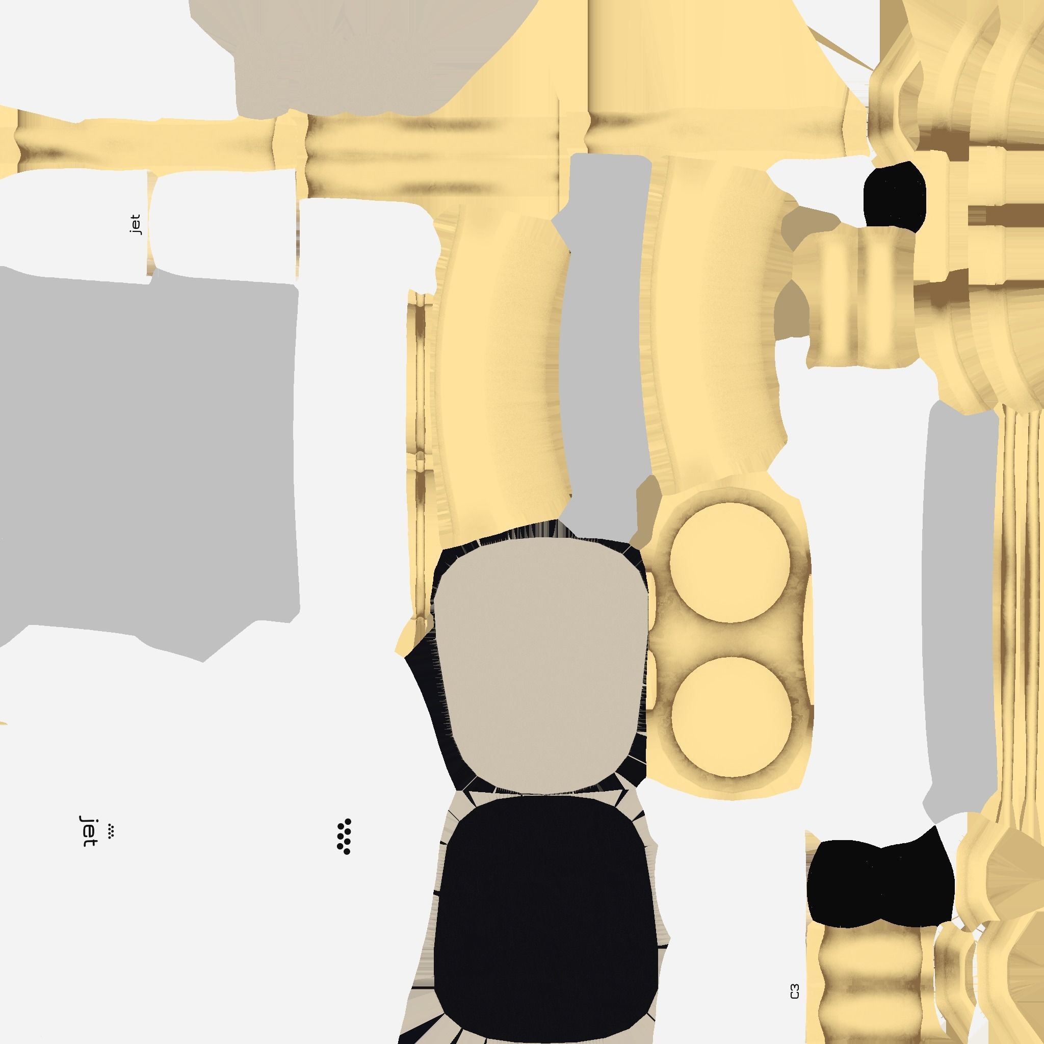 Jetpack C05 White Gold - SciFi Character Design Low-poly 3D model_21