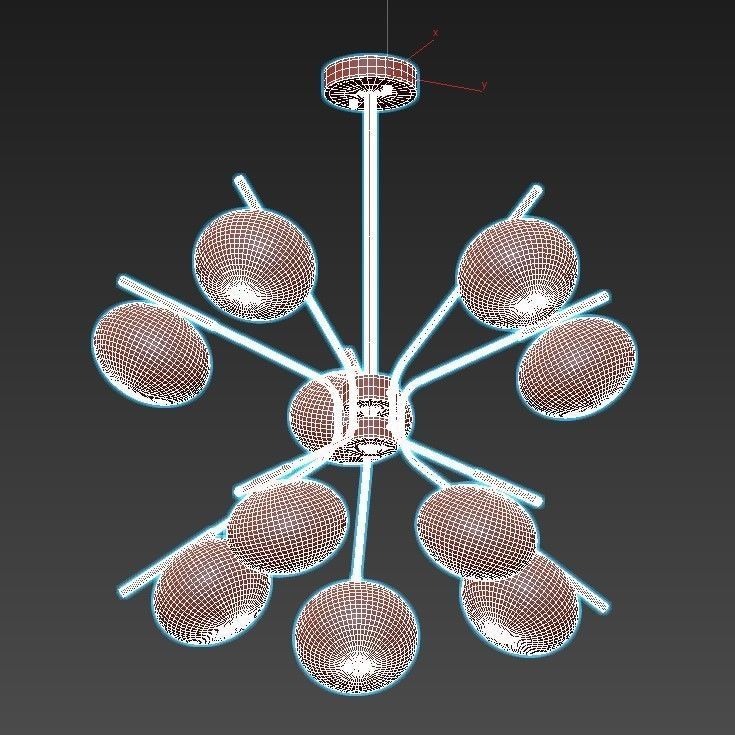 levity modern chandelier with balls hanging from ceiling 3D model_3