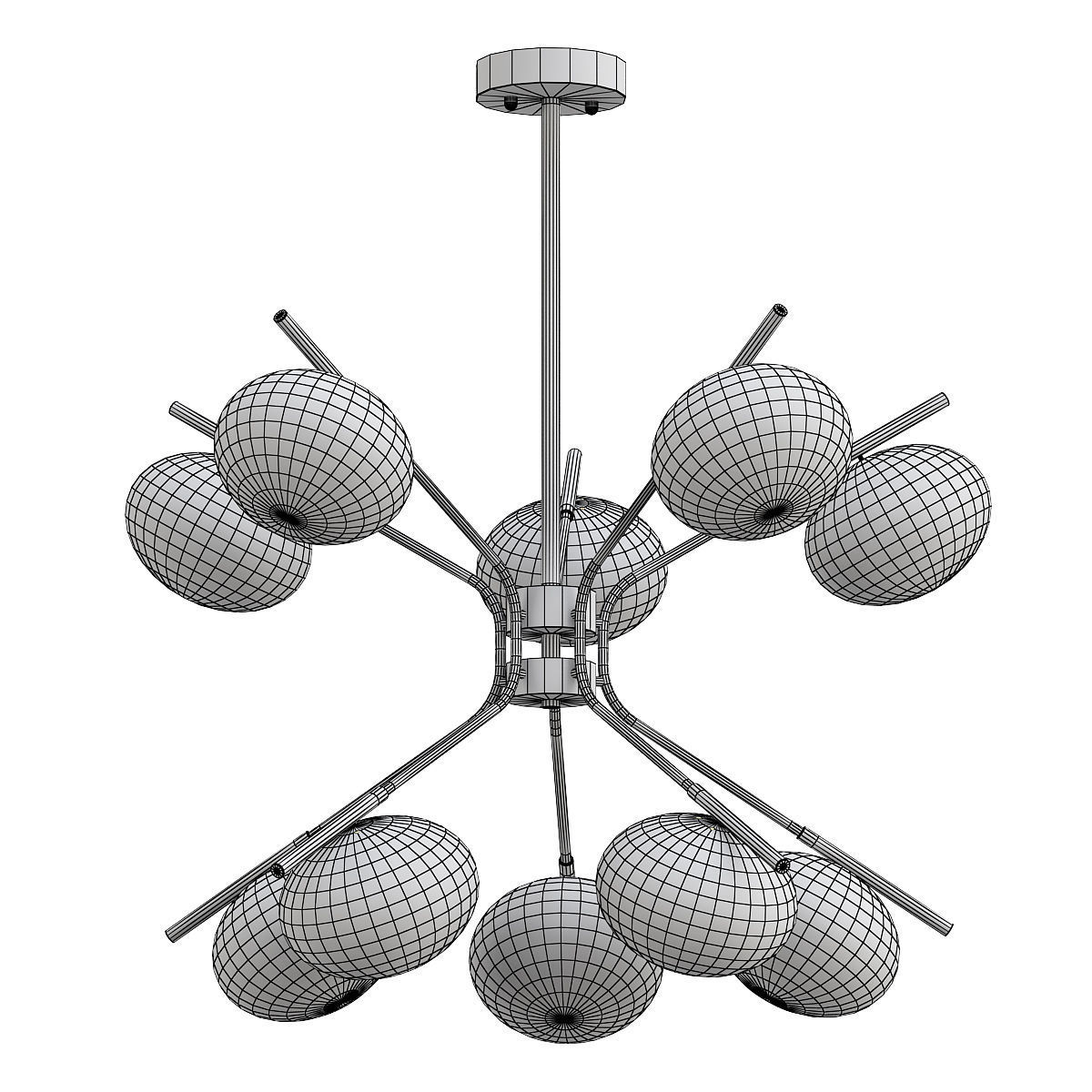 levity modern chandelier with balls hanging from ceiling 3D model_1