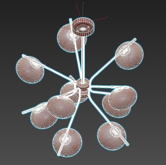 levity modern chandelier with balls hanging from ceiling 3D model_2