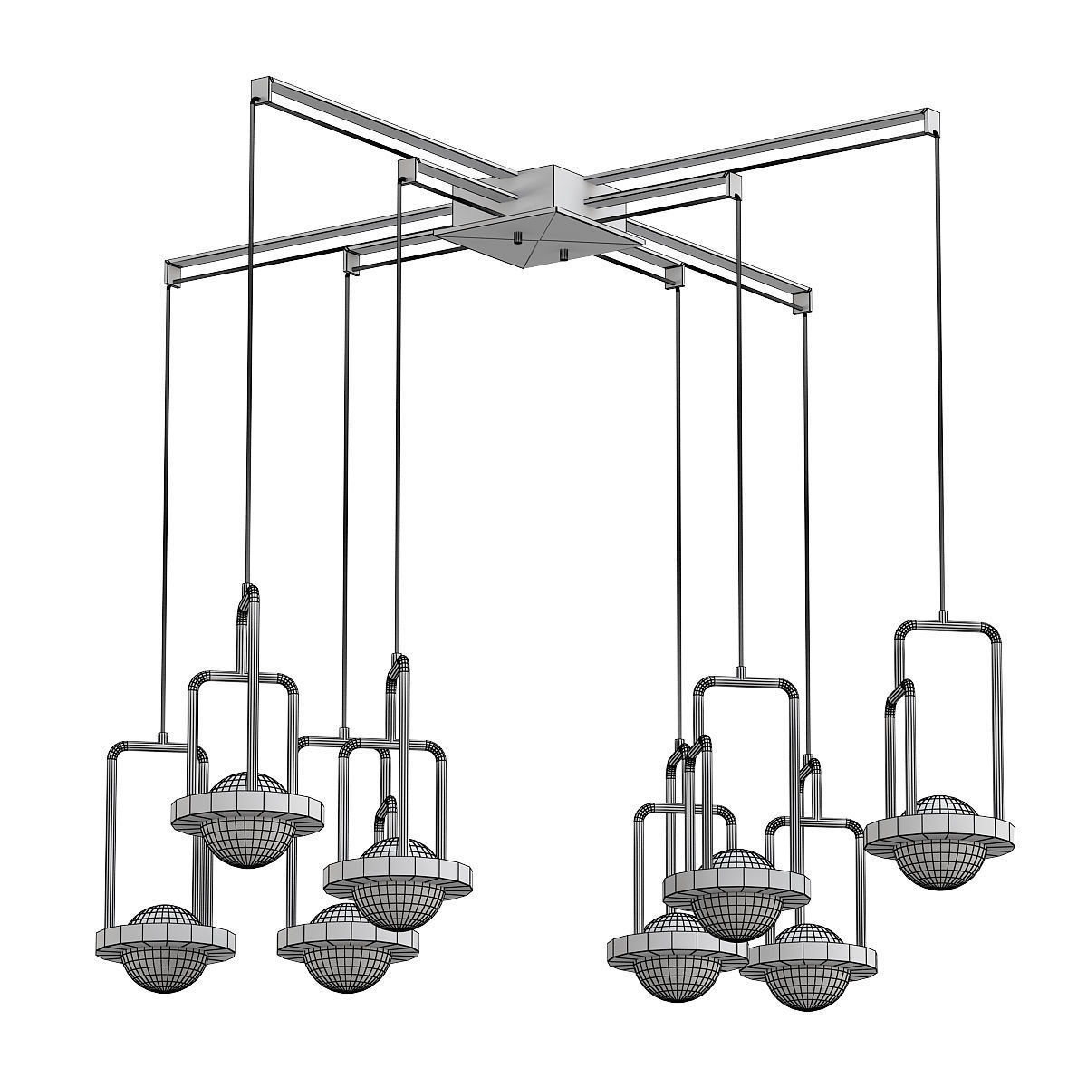 dighton-ch gold pendant light with glass shades 3D model_1