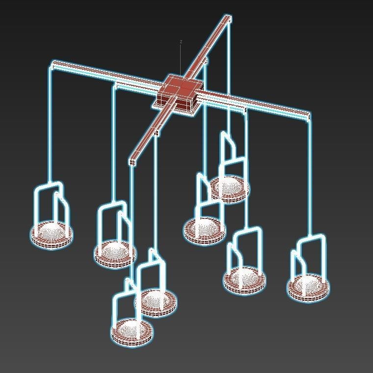 dighton-ch gold pendant light with glass shades 3D model_3