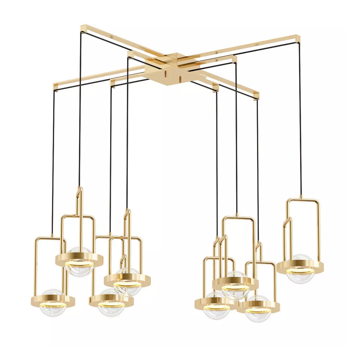 dighton-ch gold pendant light with glass shades 3D model_0