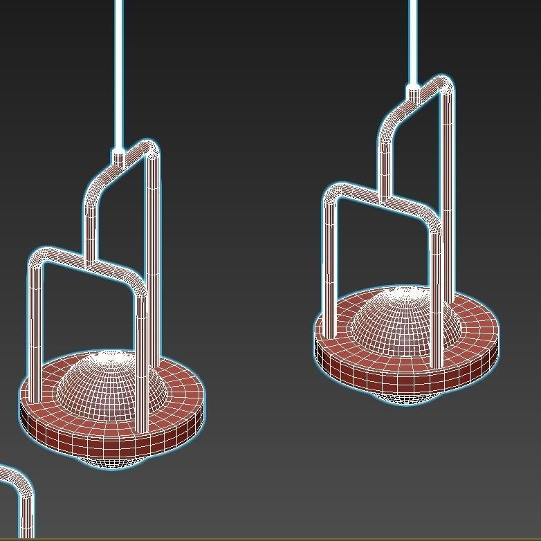 dighton-ch gold pendant light with glass shades 3D model_4