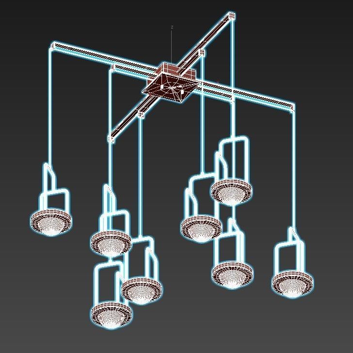 dighton-ch gold pendant light with glass shades 3D model_2