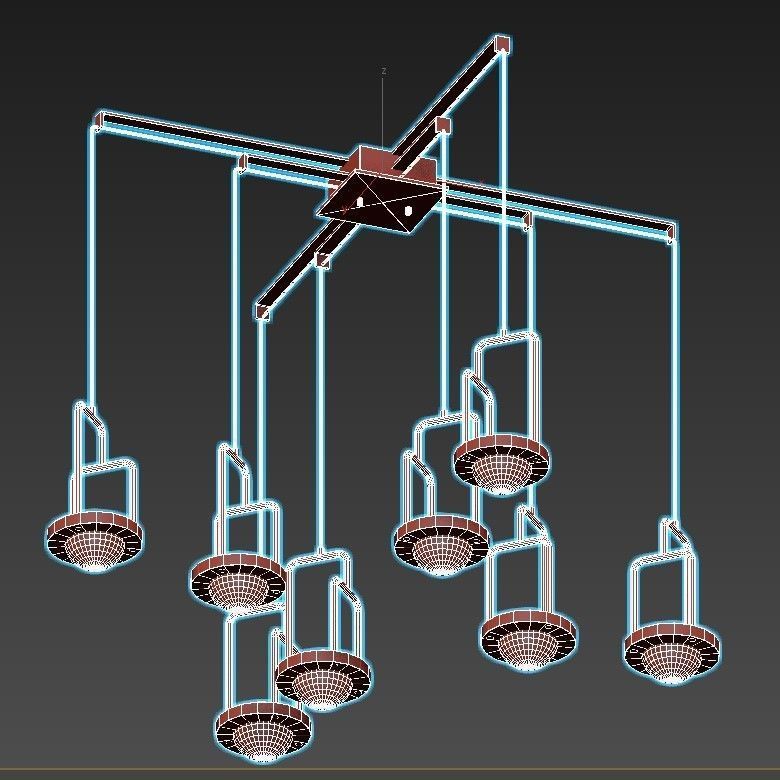 dighton-ch gold pendant light with glass shades 3D model_7