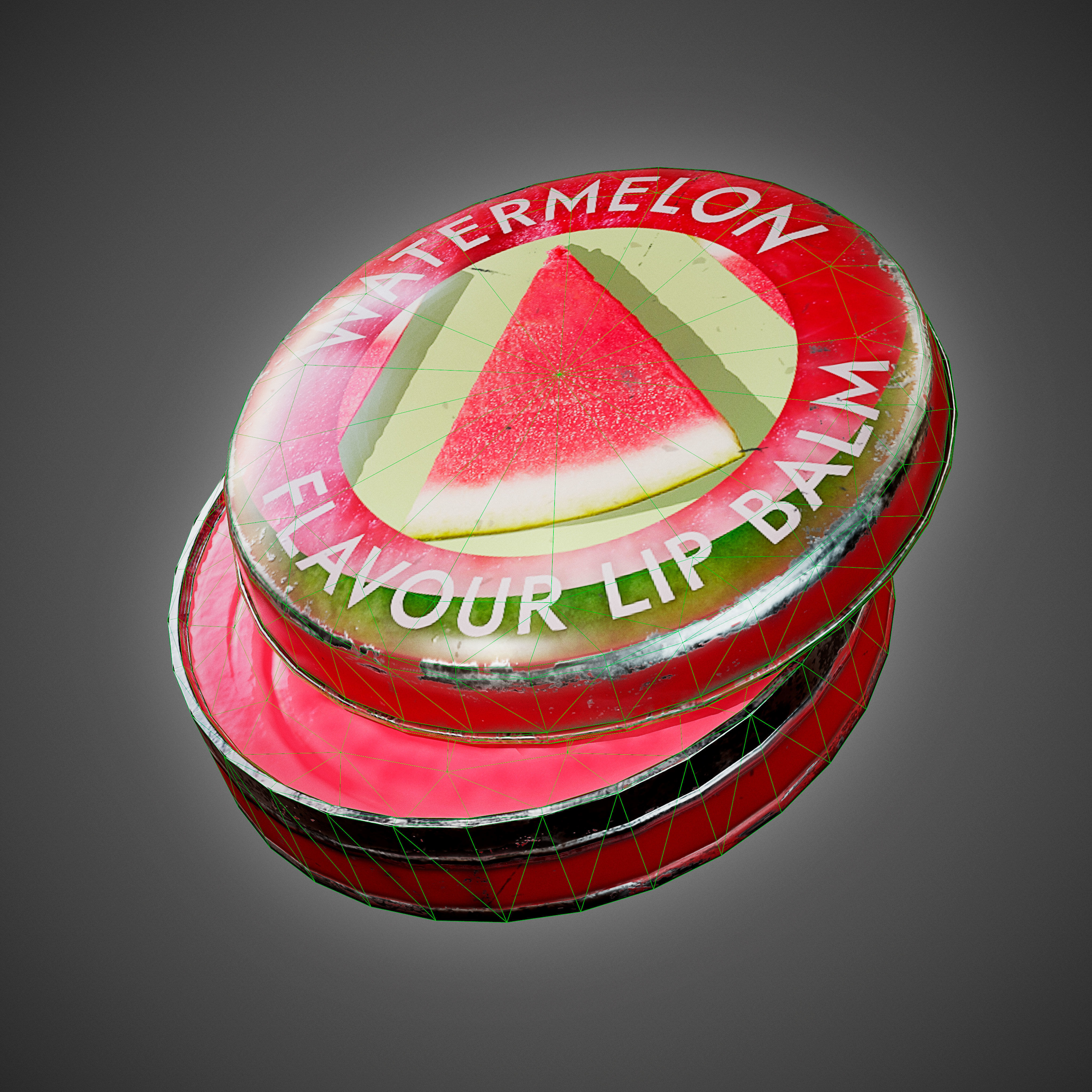 LipBalm watermelon flavour lip balm Low-poly 3D model_5
