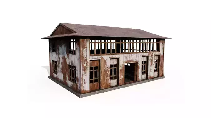Village Hall Low-poly 3D model