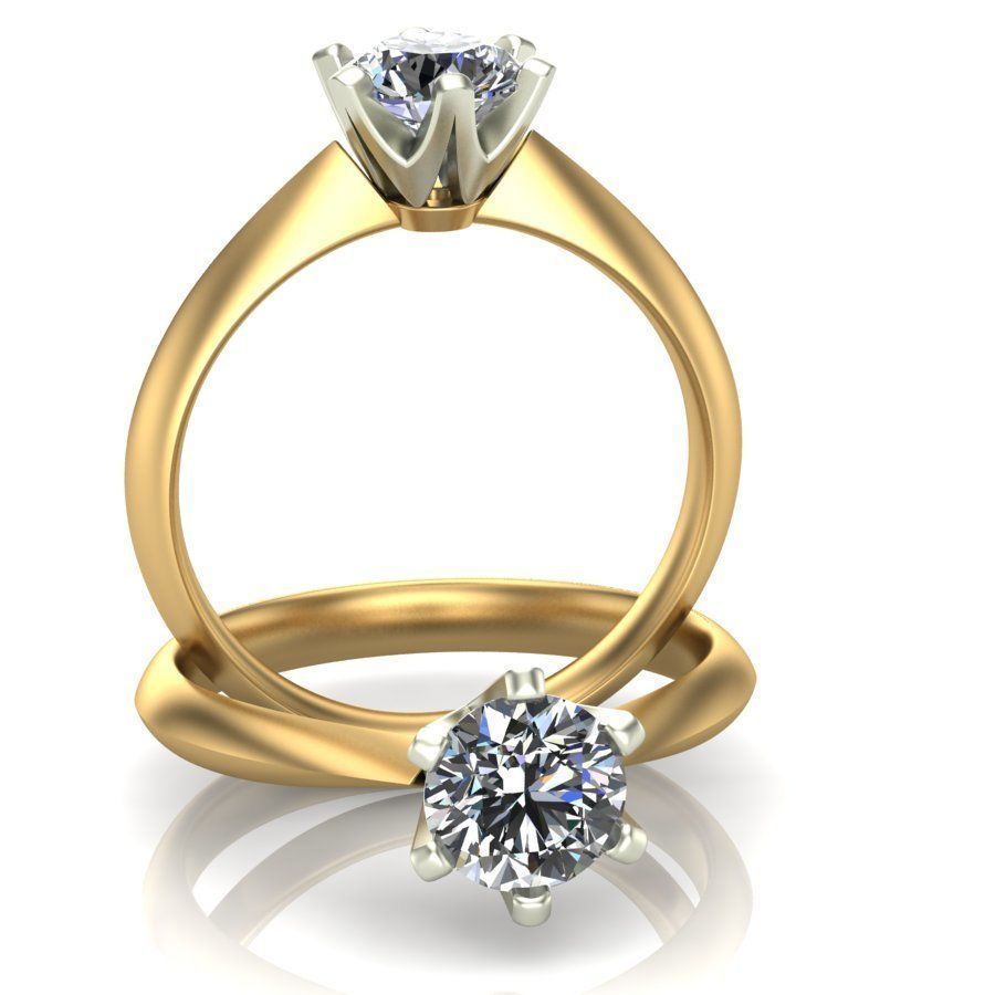 Solitaire diamond ring style II 3D print model_8
