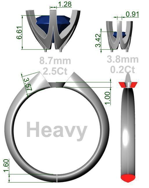 Solitaire diamond ring style II 3D print model_10