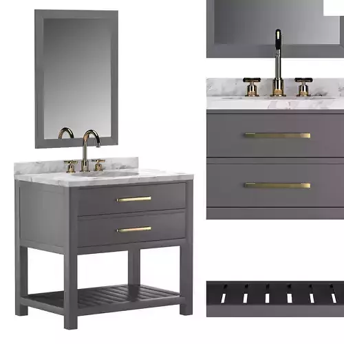 HUTTON 2 DRAWER SINGLE WASHSTAND 3D model