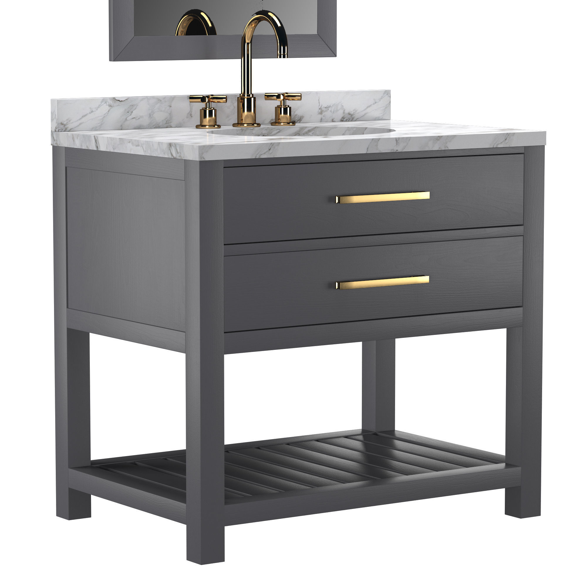 HUTTON 2 DRAWER SINGLE WASHSTAND 3D model_6