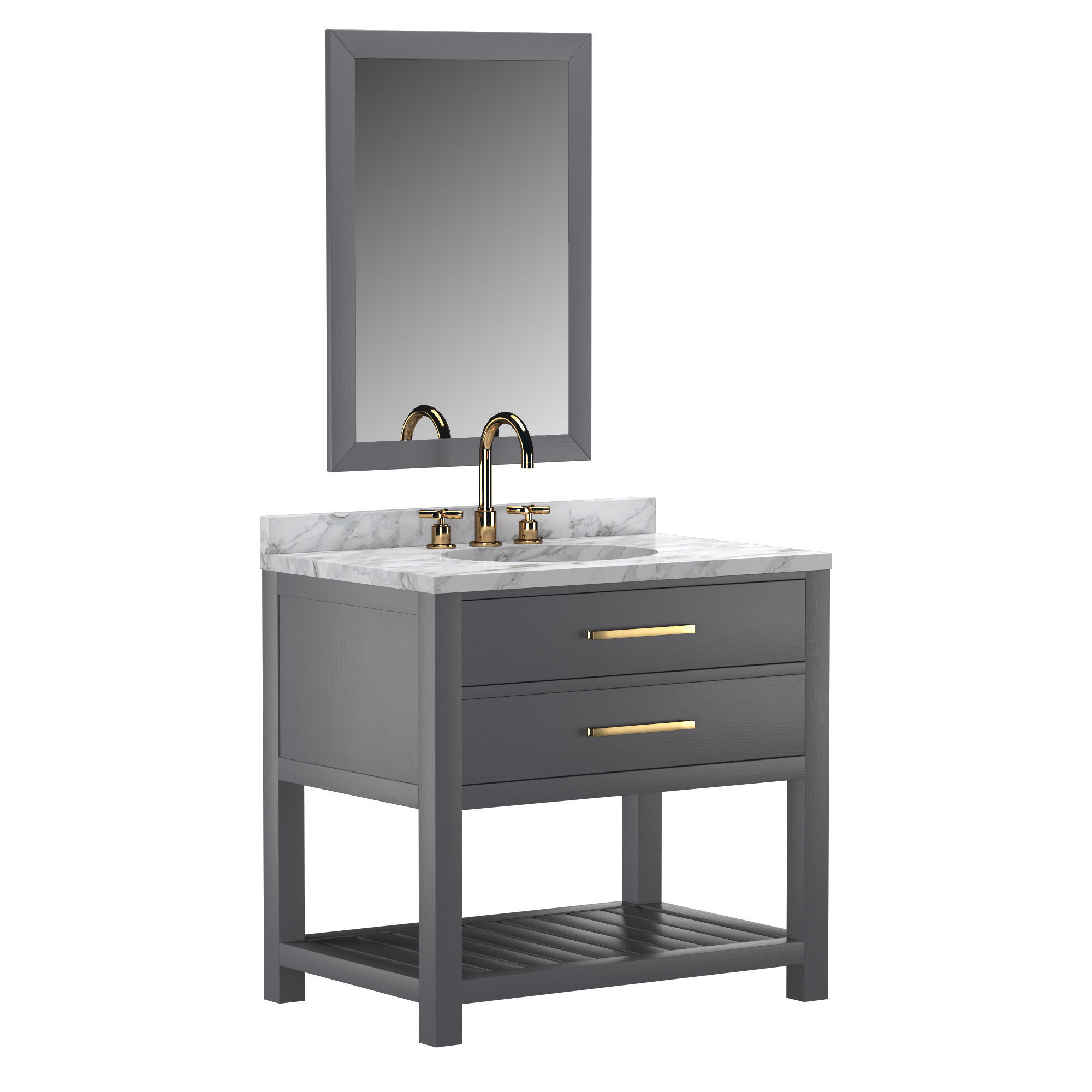 HUTTON 2 DRAWER SINGLE WASHSTAND 3D model_5