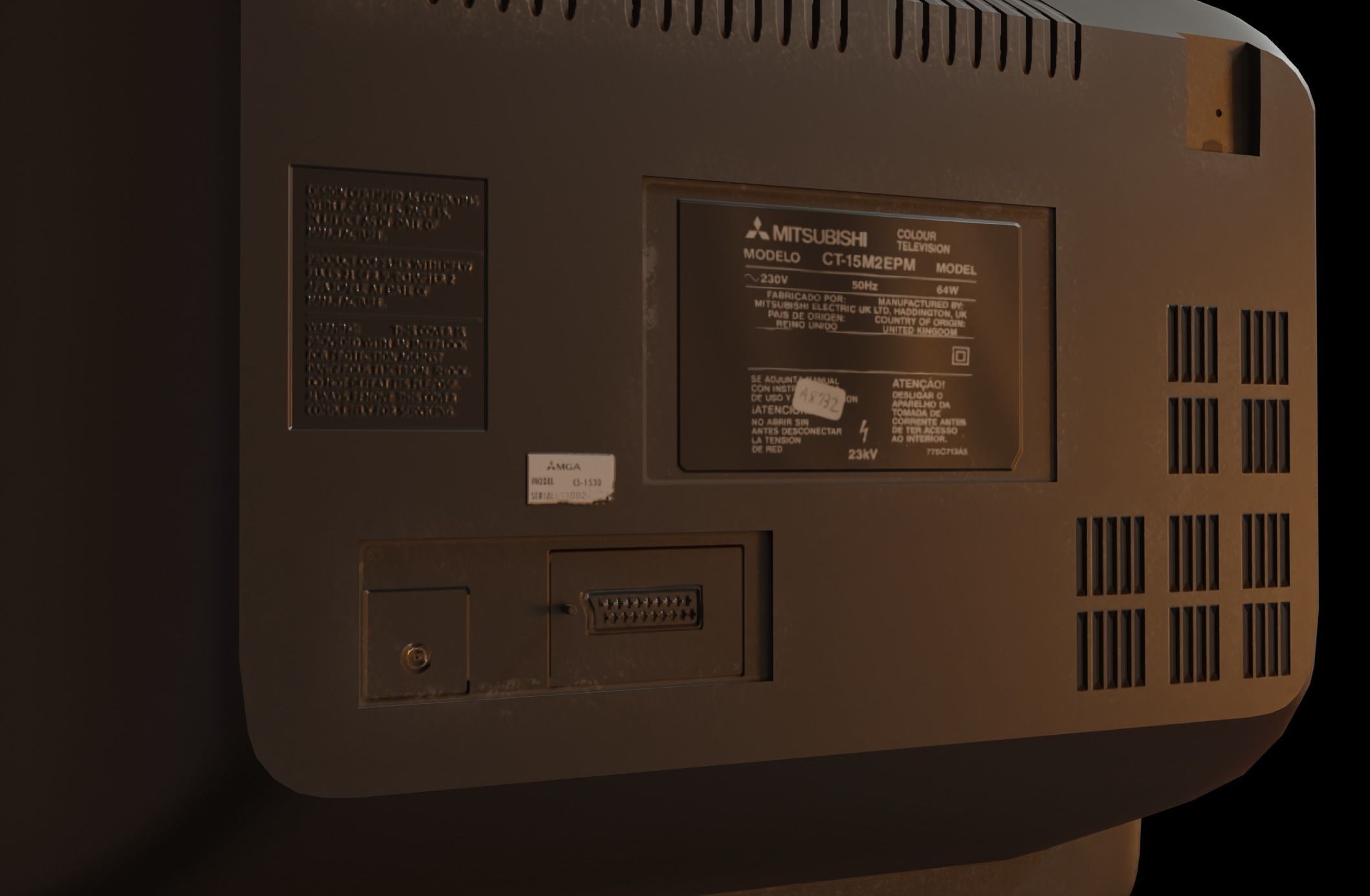 Retro Mitsubishi TV Low-poly 3D model_3