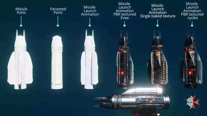 Typhoon MK2 Missile Pack animation and 3d printing Low-poly