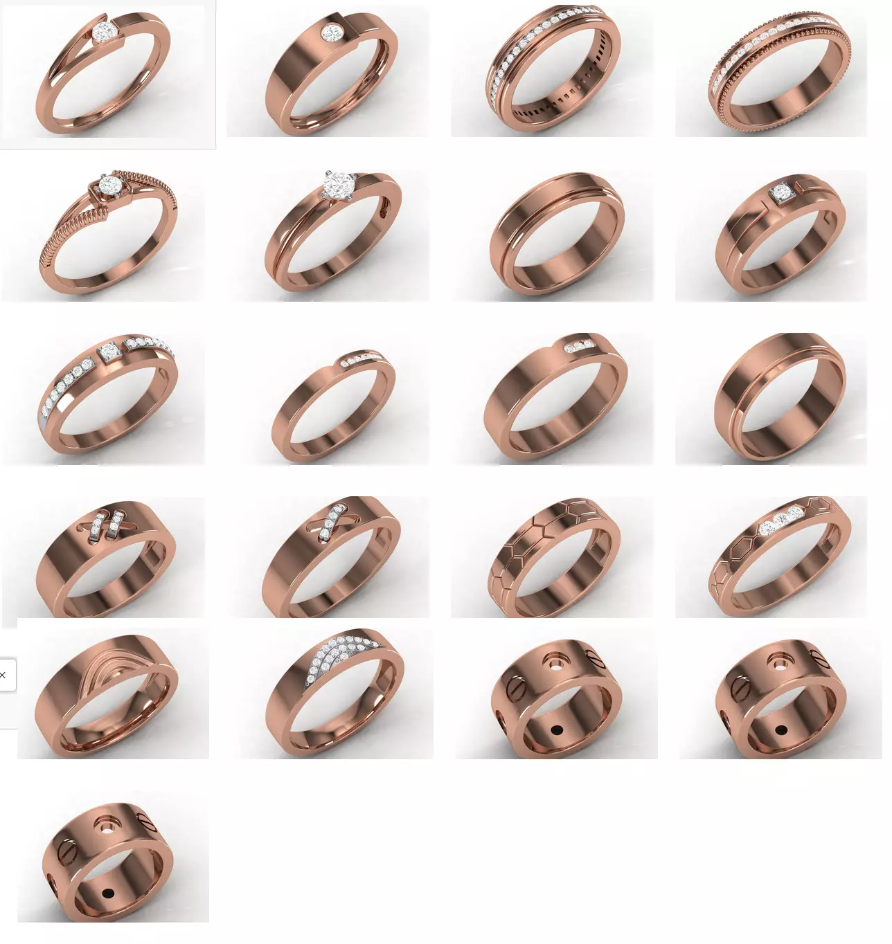 Pack of 21 Band Ring 3D Model Collection_0