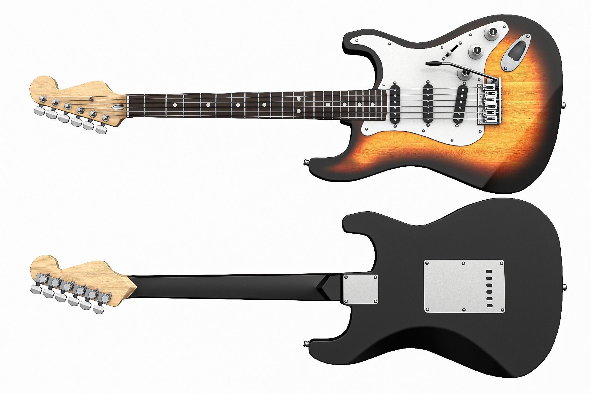 Colored Electric Guitar Low-poly 3D model_4