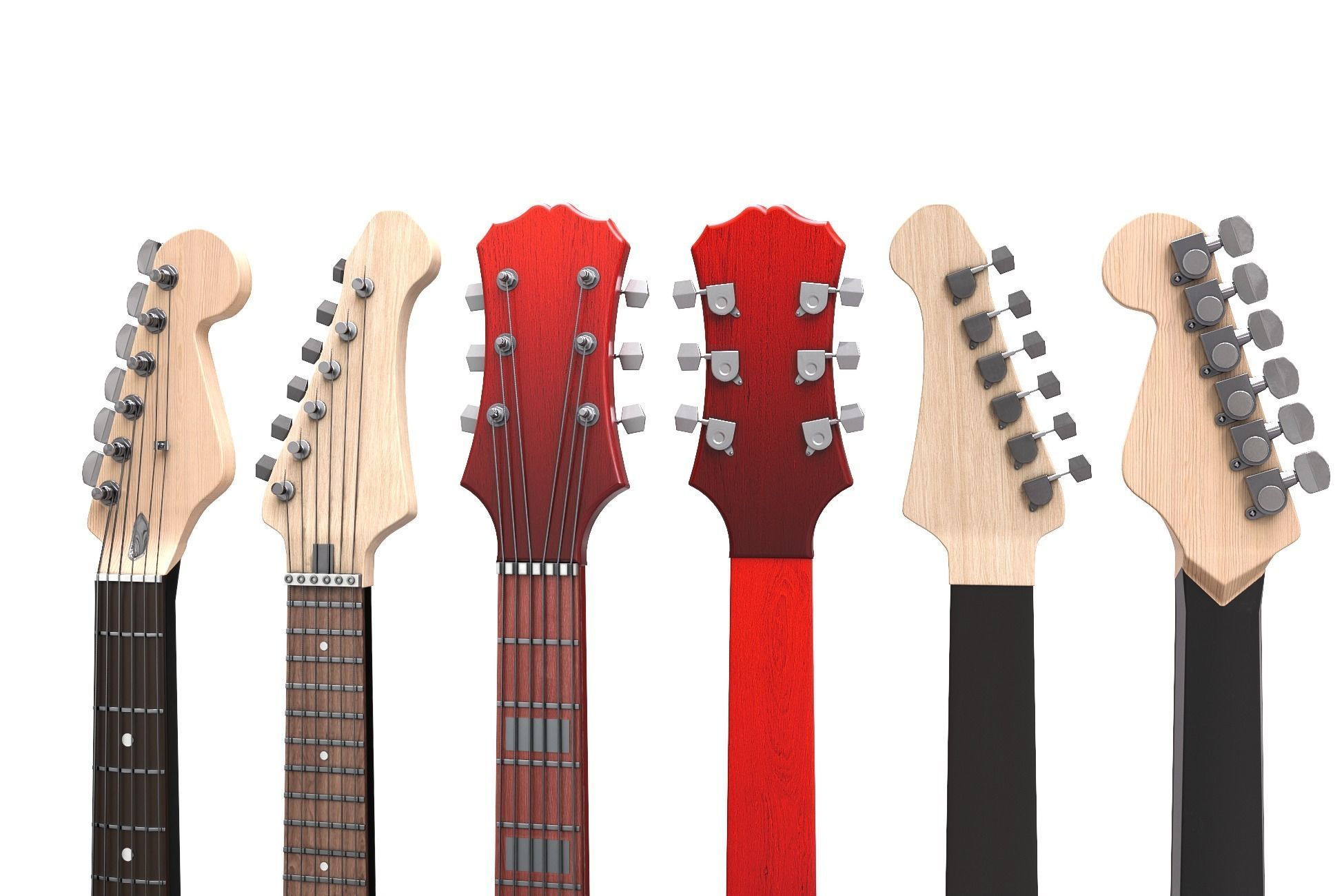 Colored Electric Guitar Low-poly 3D model_9