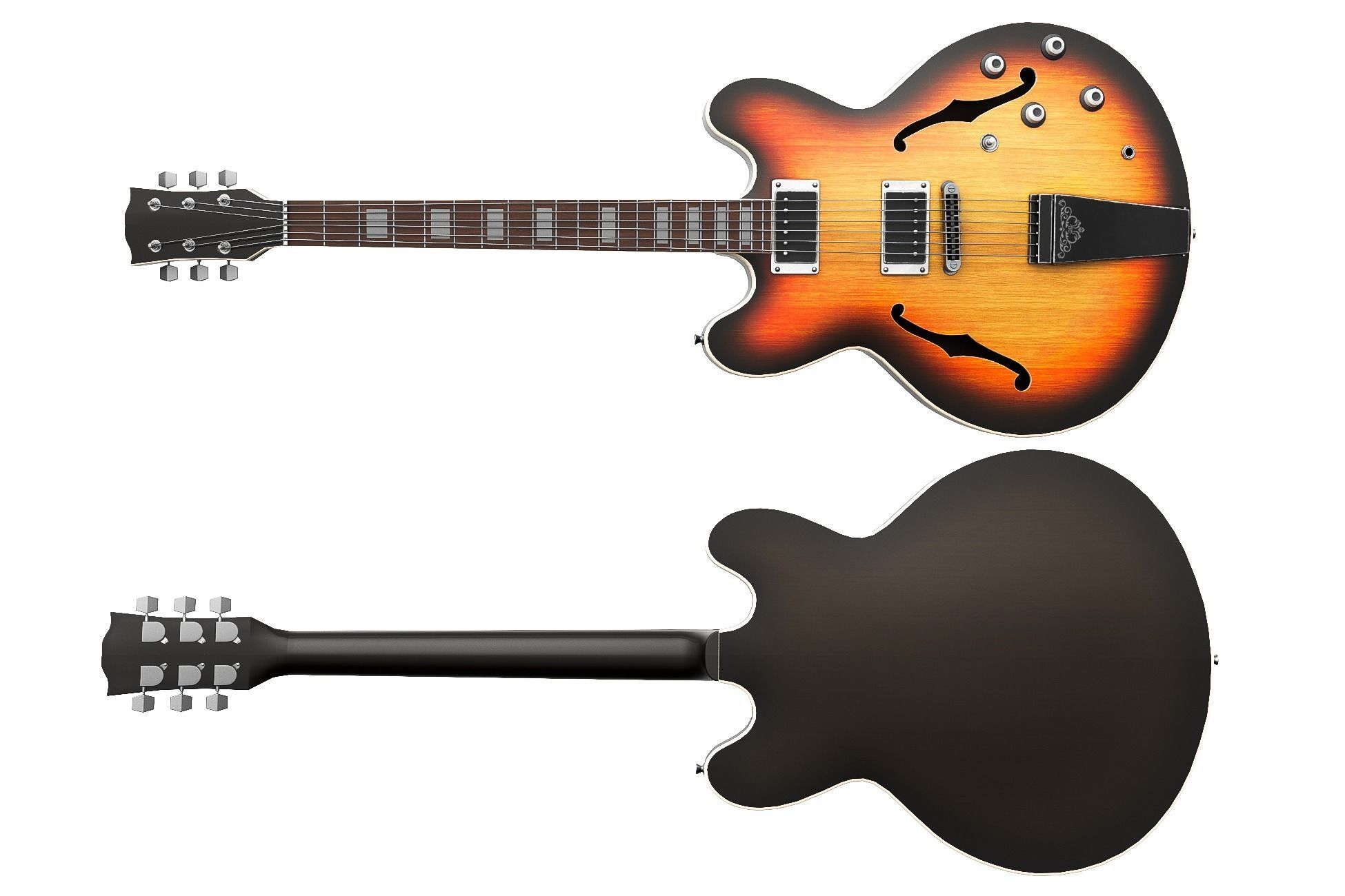 Colored Electric Guitar Low-poly 3D model_6