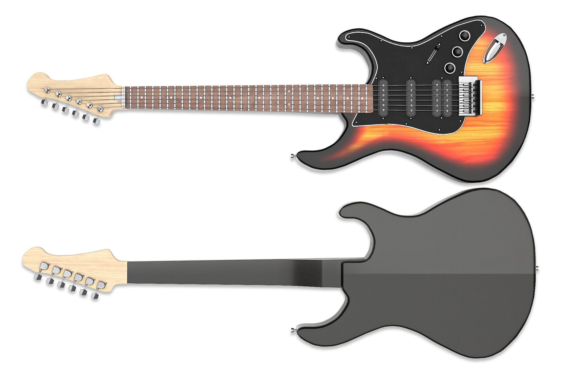 Colored Electric Guitar Low-poly 3D model_7