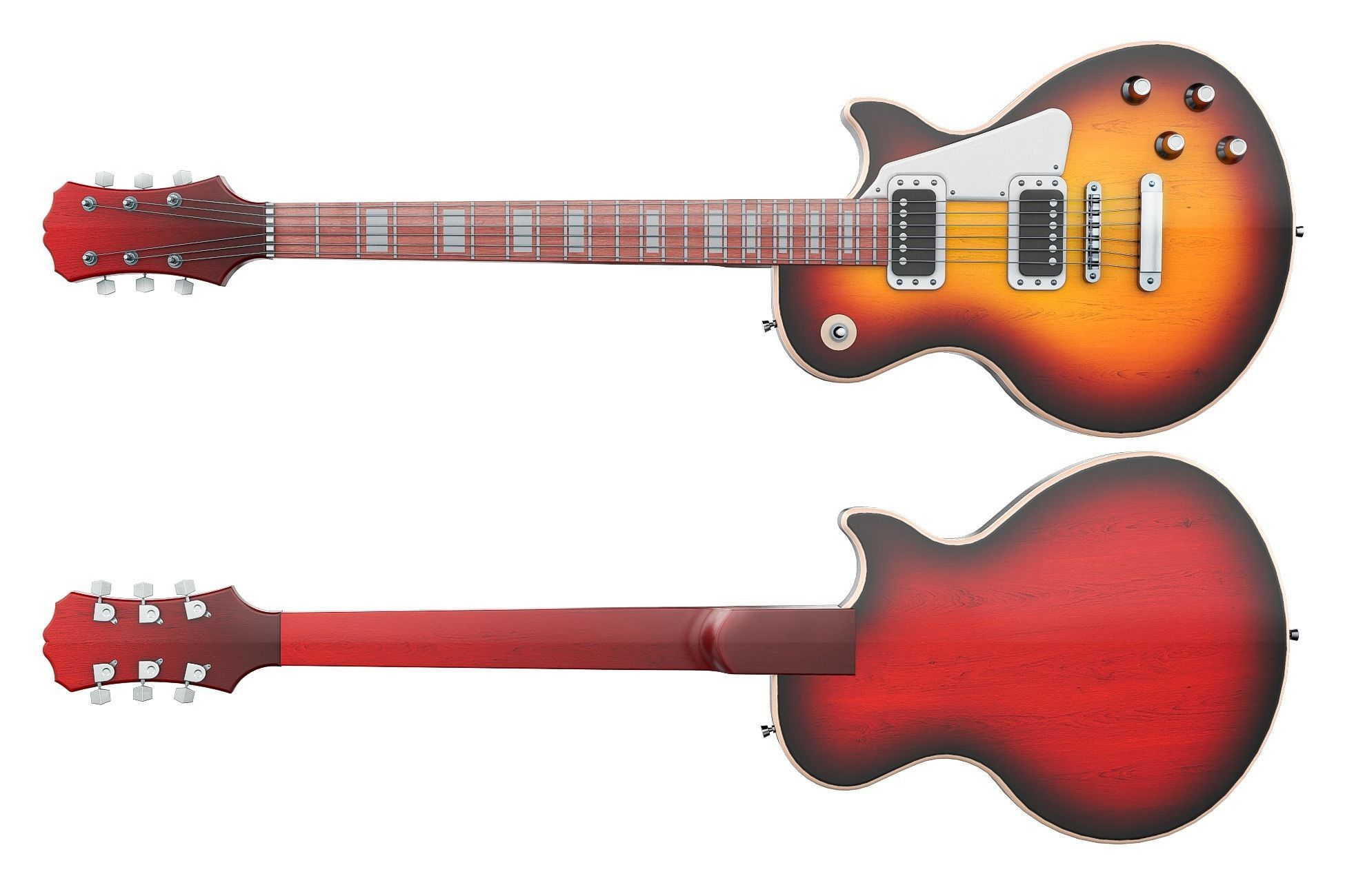 Colored Electric Guitar Low-poly 3D model_5