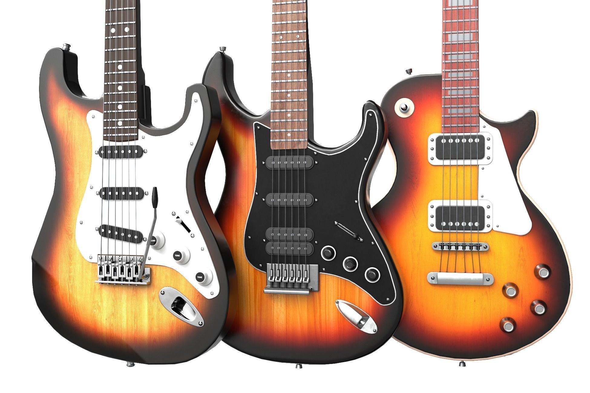 Colored Electric Guitar Low-poly 3D model_10