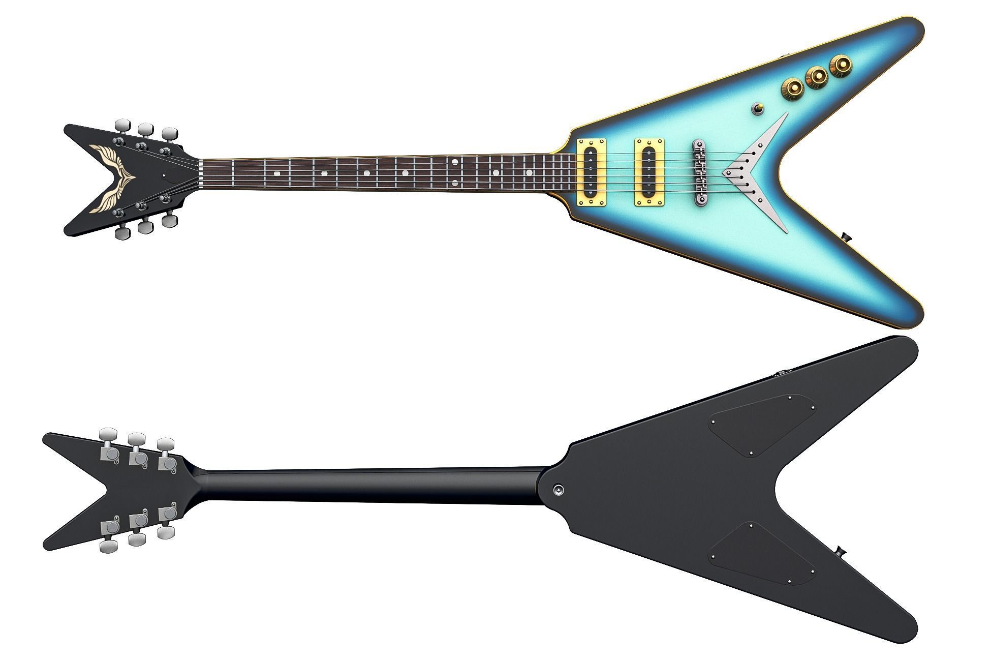 Colored Electric Guitar Low-poly 3D model_3