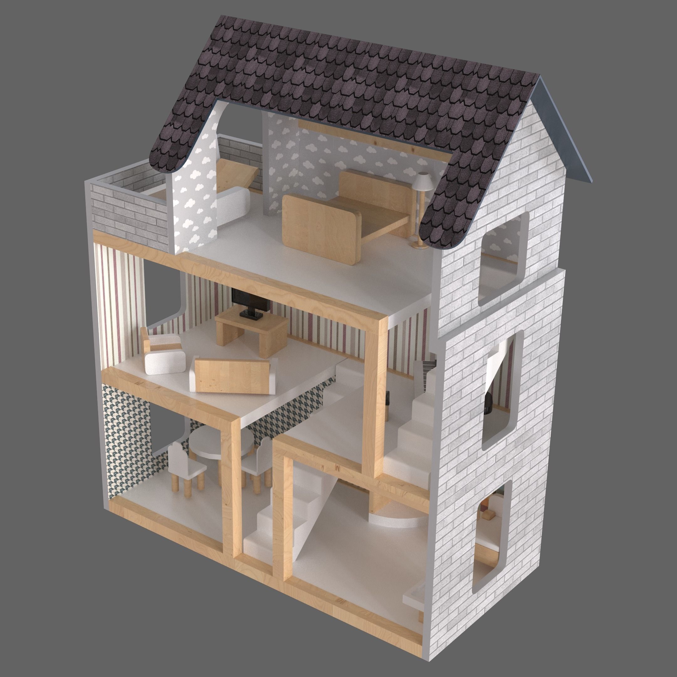 Dollhouse game 3D model_2