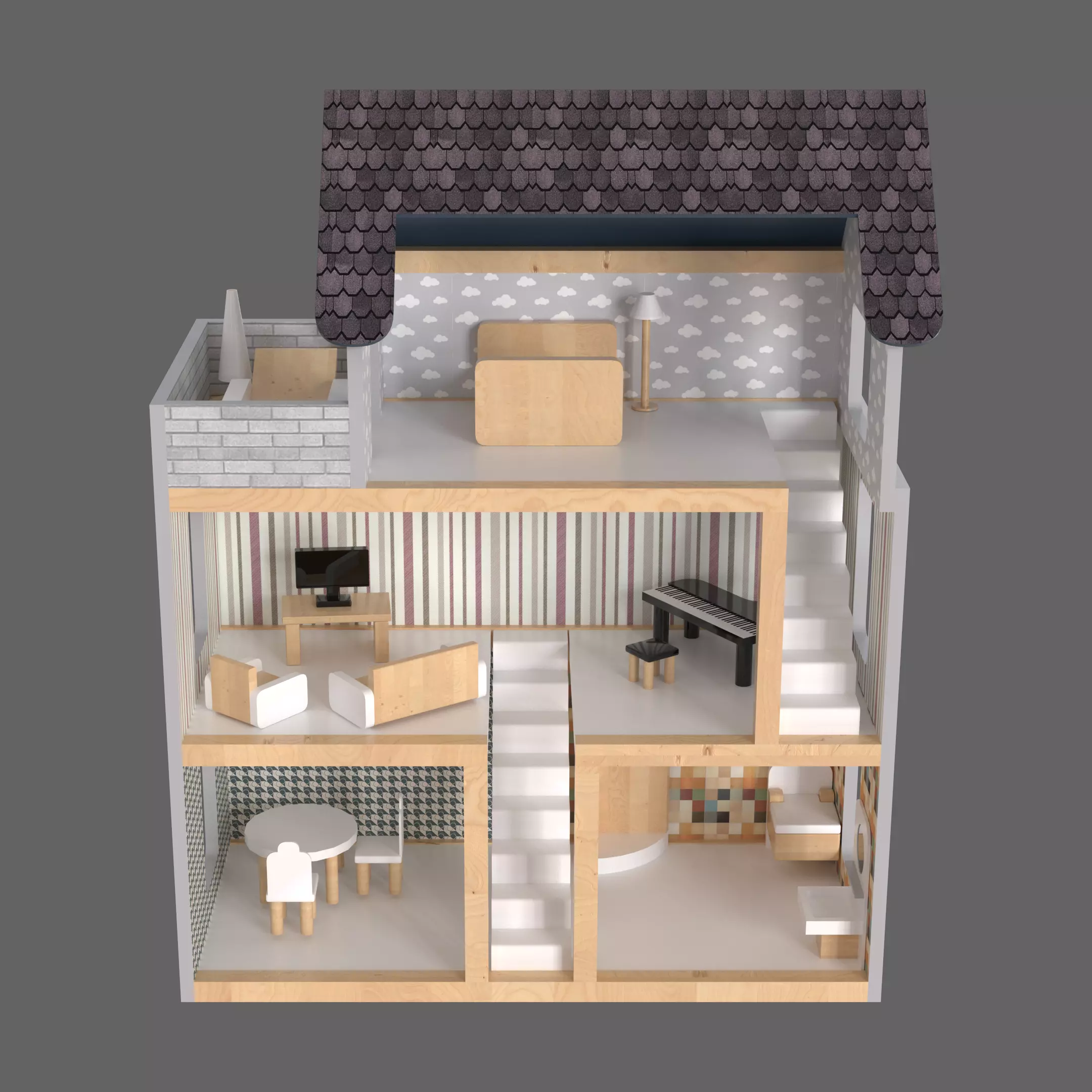 Dollhouse game 3D model_0