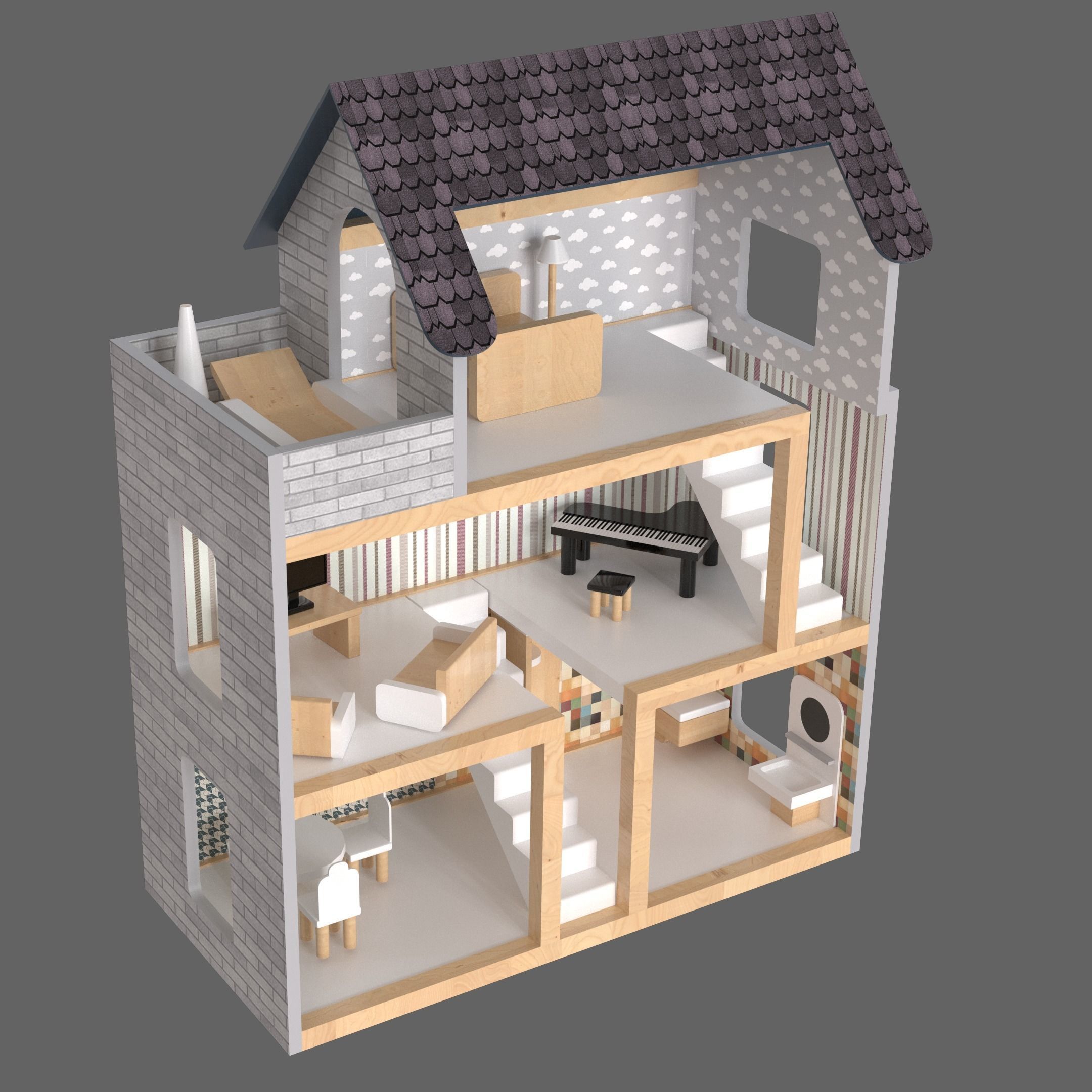 Dollhouse game 3D model_1