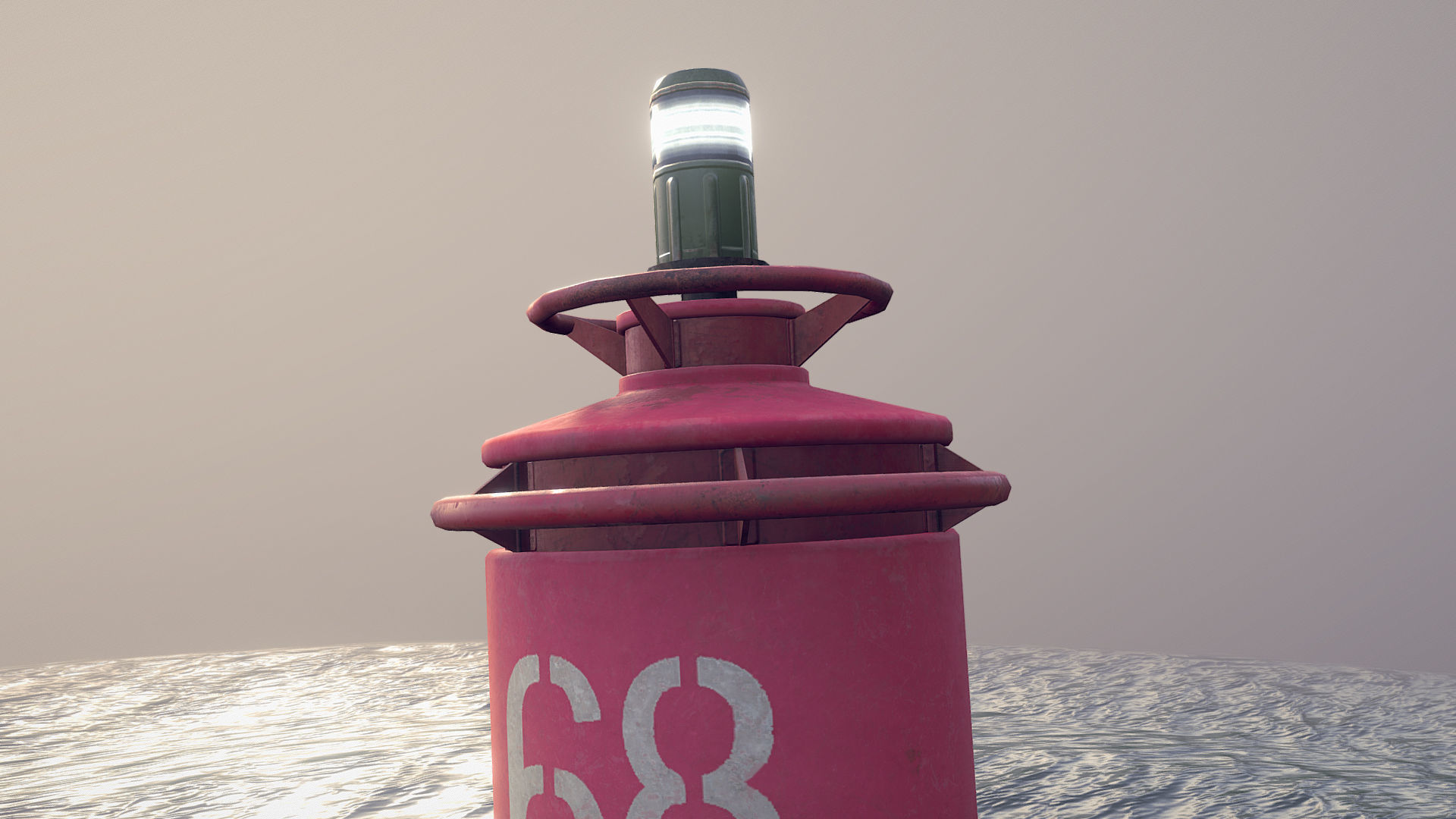 Buoy River RB-4-02 Right Side Mark Low-poly 3D model_10