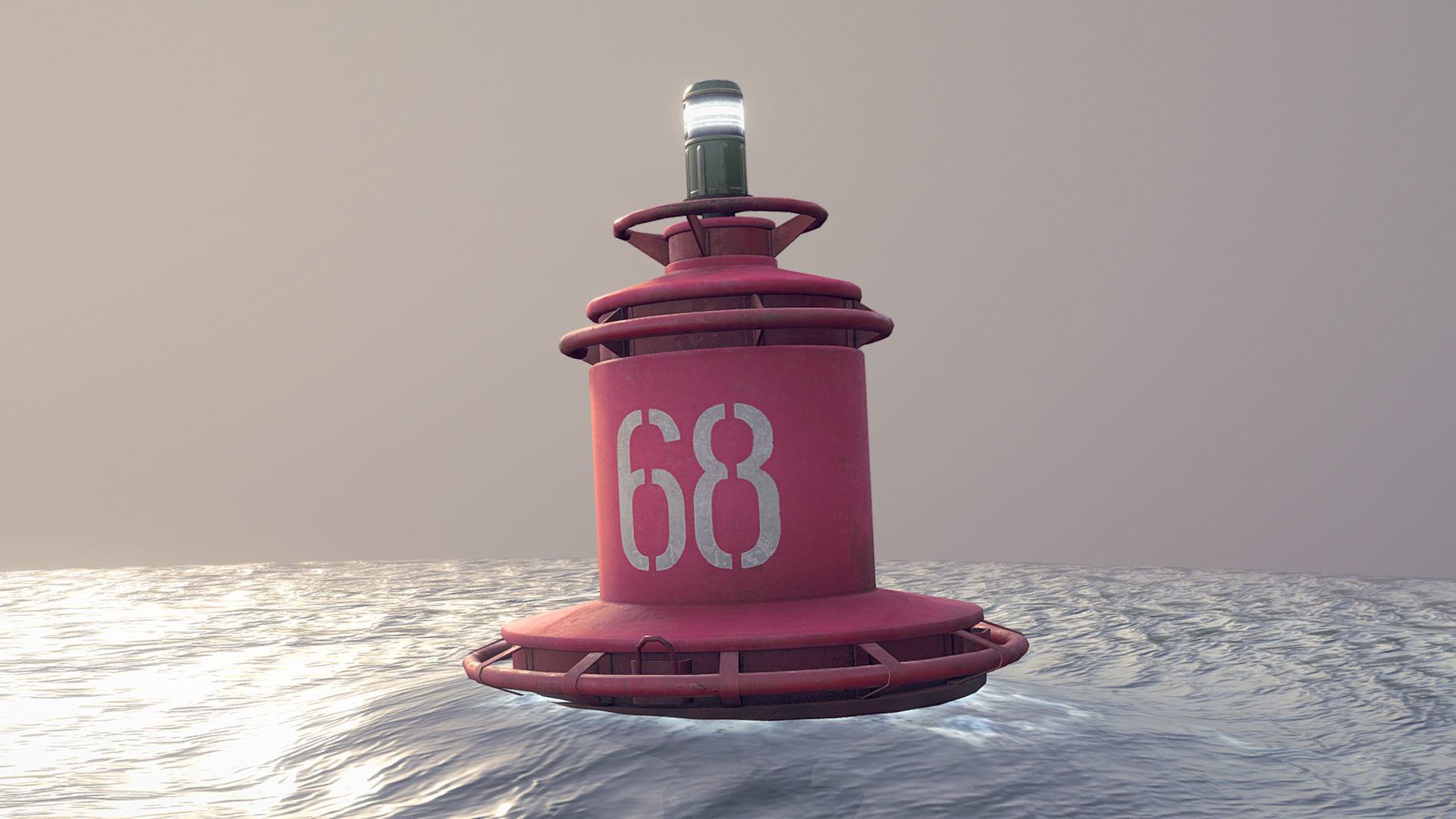 Buoy River RB-4-02 Right Side Mark Low-poly 3D model_1