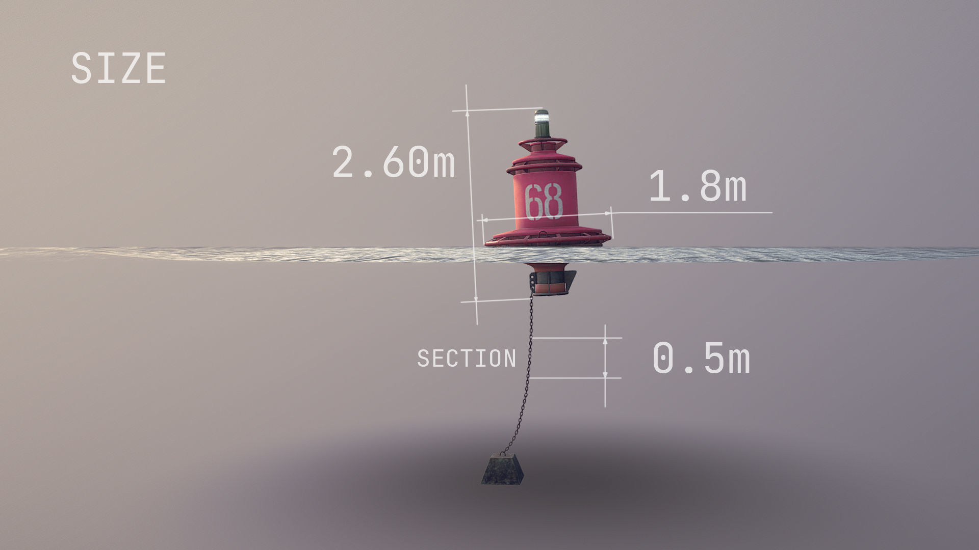 Buoy River RB-4-02 Right Side Mark Low-poly 3D model_5