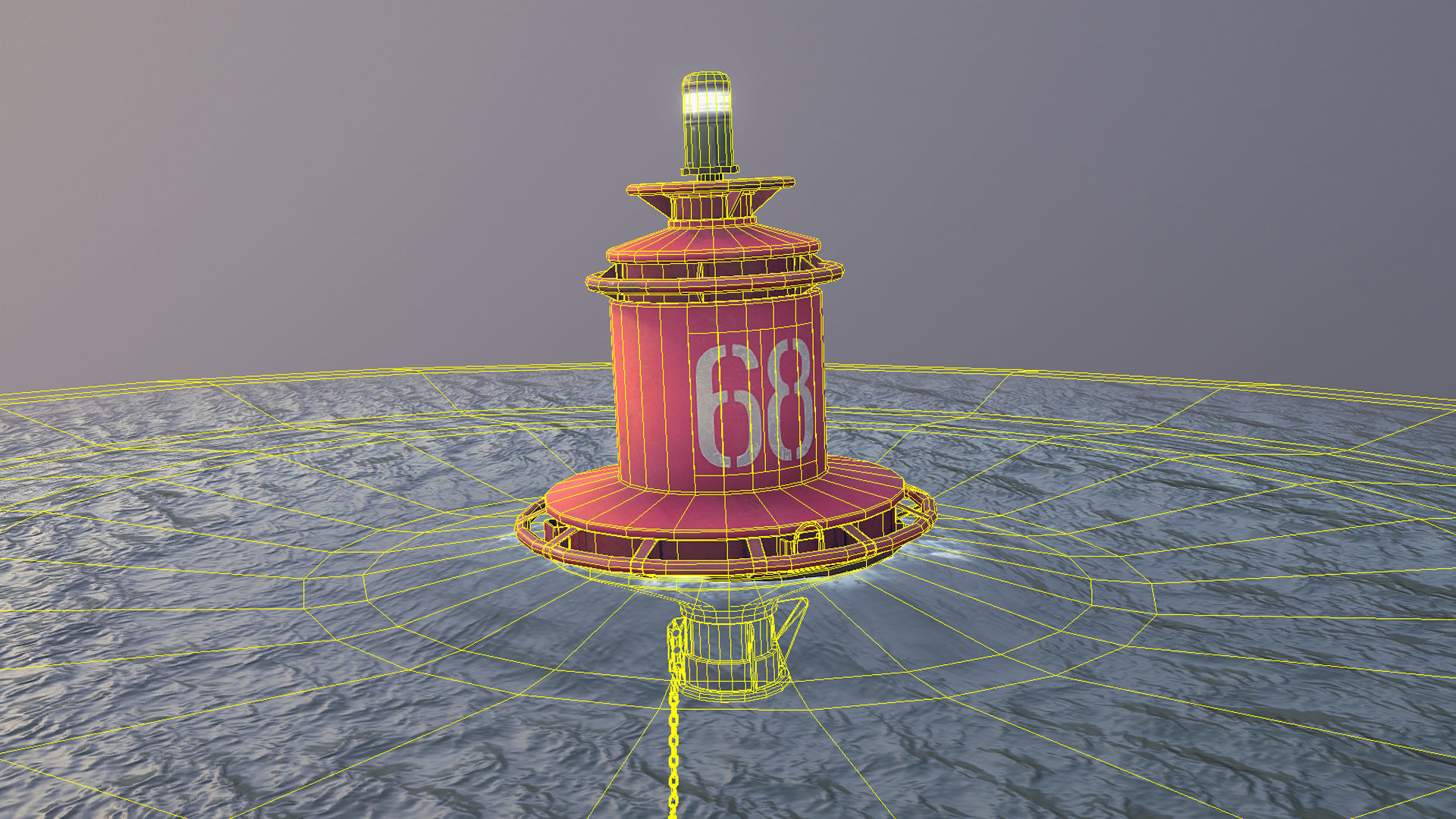 Buoy River RB-4-02 Right Side Mark Low-poly 3D model_23