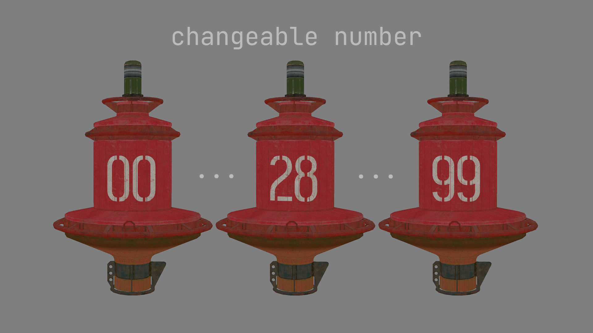 Buoy River RB-4-02 Right Side Mark Low-poly 3D model_22