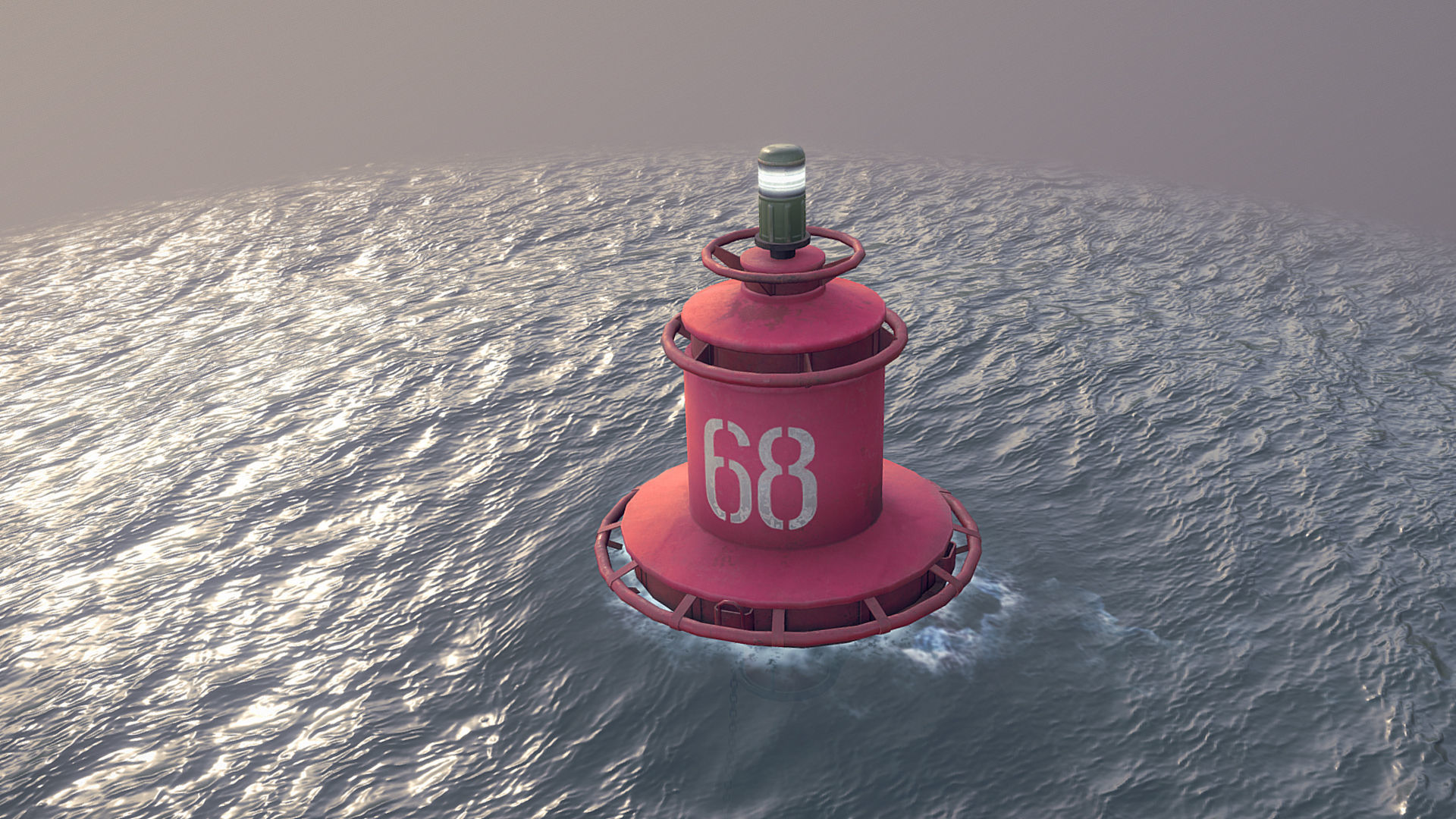 Buoy River RB-4-02 Right Side Mark Low-poly 3D model_2