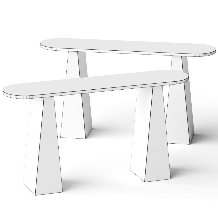 CB2 Tria Marble Console Table 3D model_1