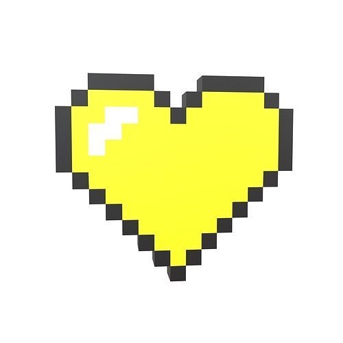 Pixel Heart v1 003 Low-poly 3D model