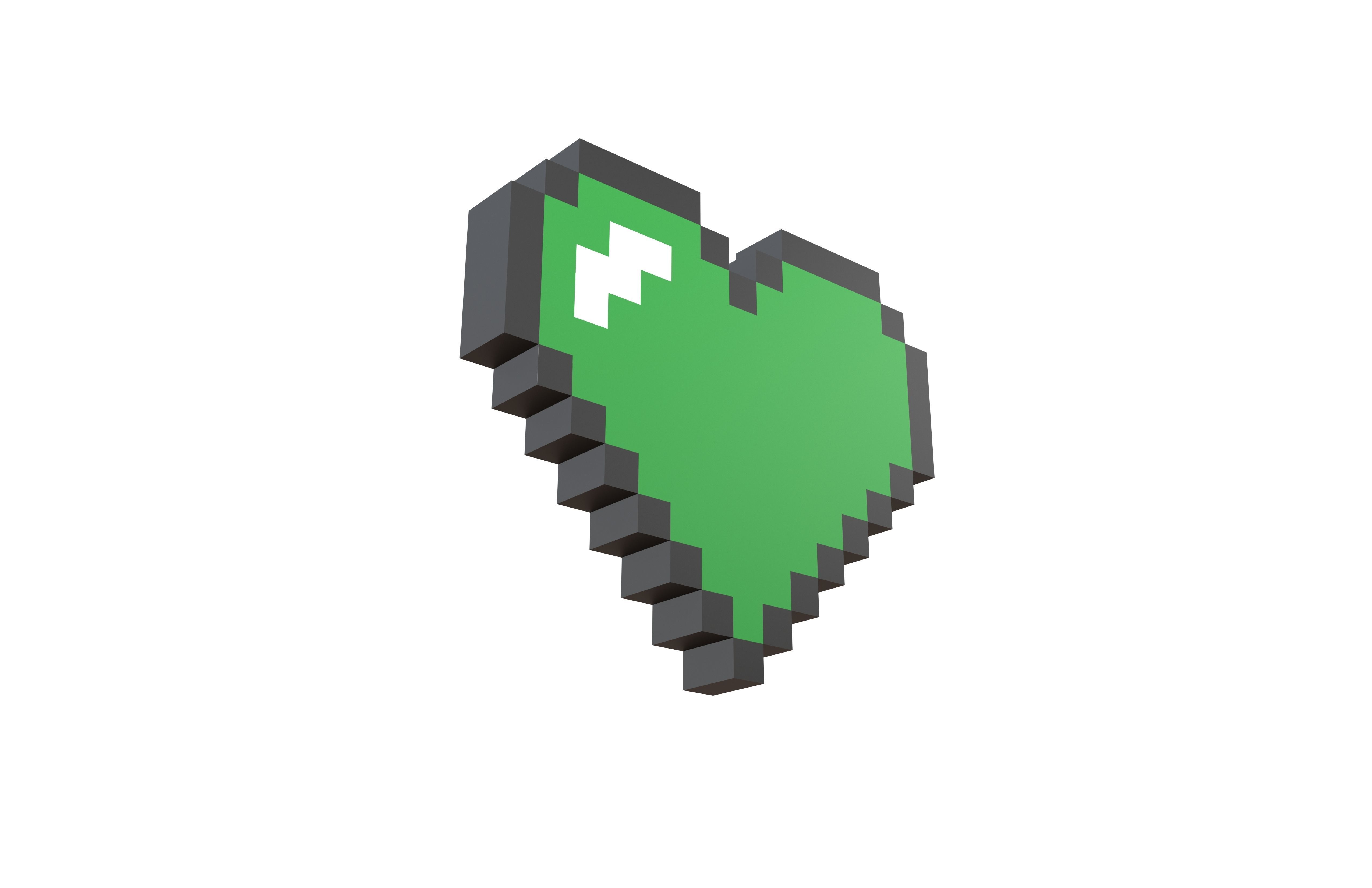Pixel Heart v1 004 Low-poly 3D model_3