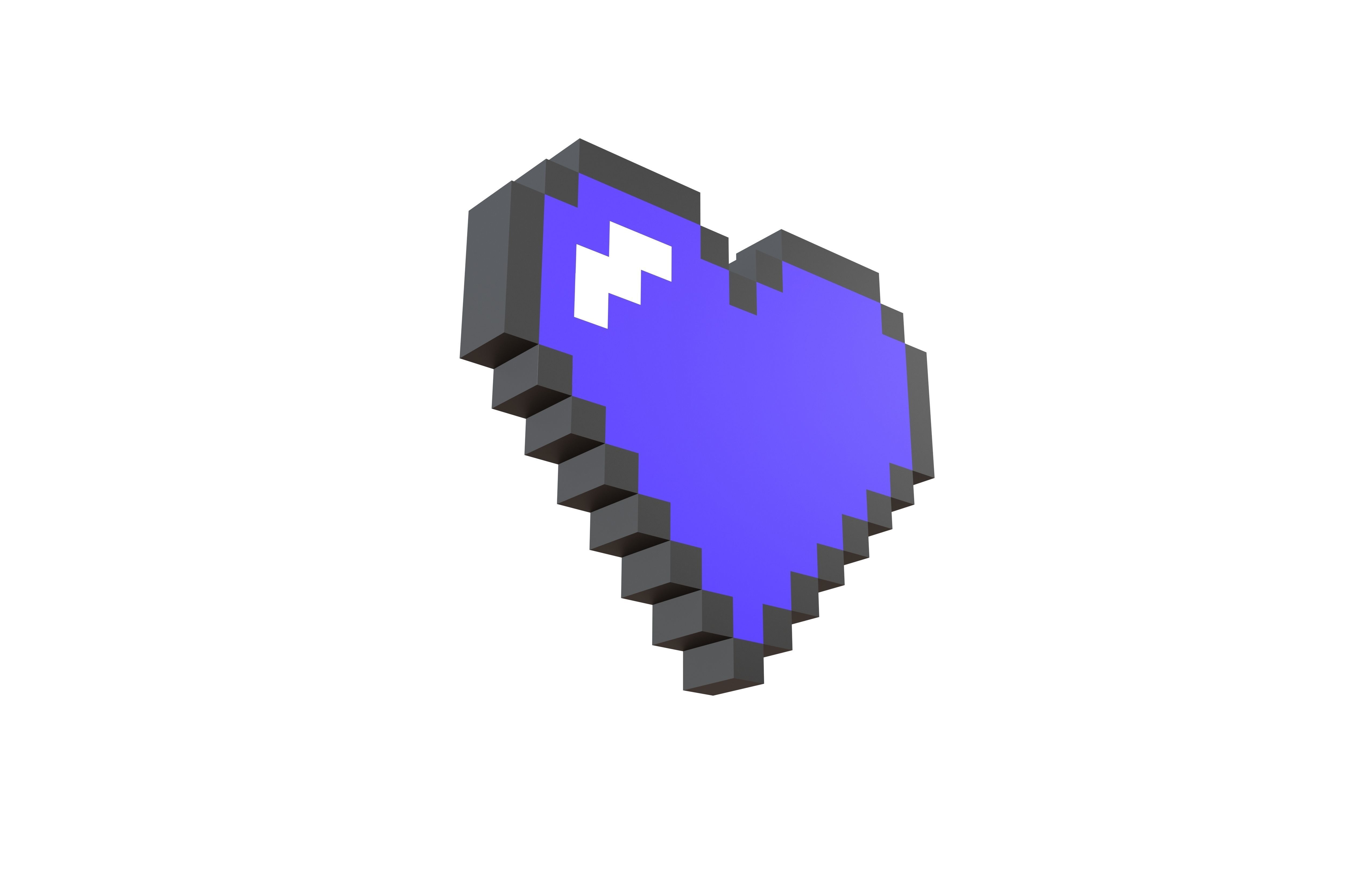 Pixel Heart v1 005 Low-poly 3D model_3